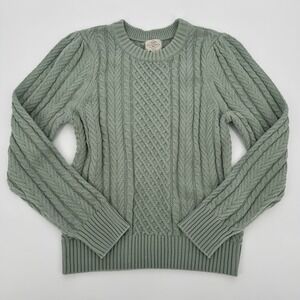 Chunky Cable Knit Sweater M Fisherman Preppy Coastal Cottage Parisian Old Money